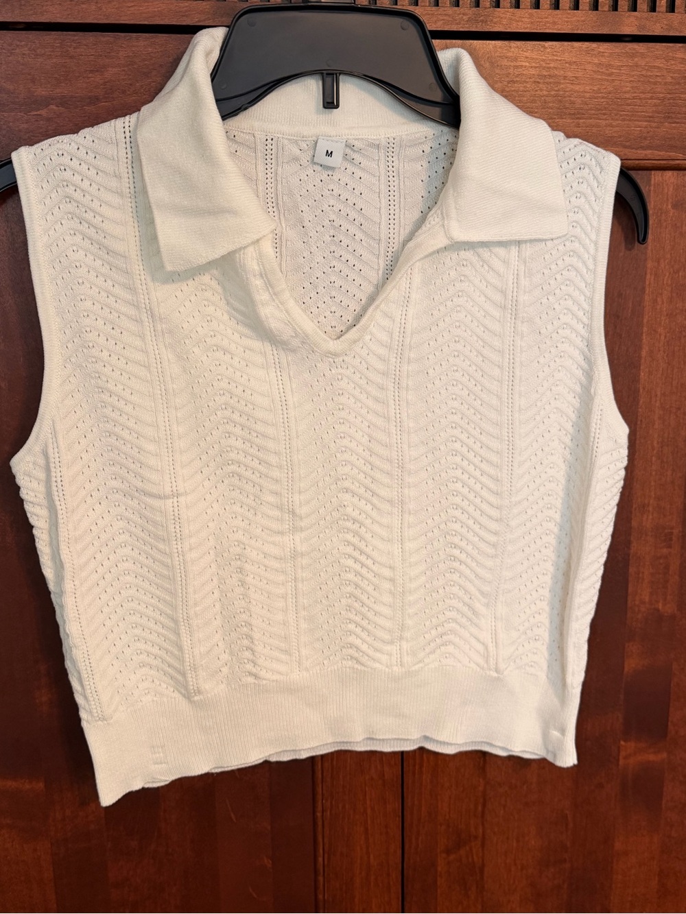Women's White Sleeveless Viscose Knit Polo Tank #396